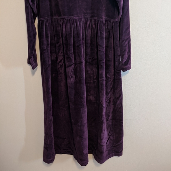 Vintage Deep Purple Velvet Long Sleeve Dress / M - Picture 6 of 7